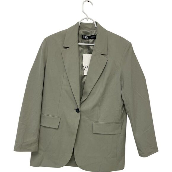 Zara Womens Blazer Suit Jacket Size M light green Single Breasted 9929/327 NWT - Picture 3 of 11